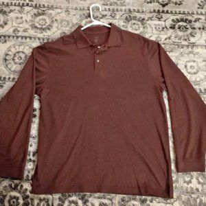 Vanheusen Men's Dress Shirt dark red brown  size Large